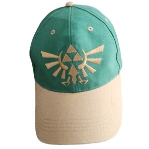 Zelda Hylian Crest Baseball Cap Green Tan Triforce Hat by CultureFly 100% Cotton